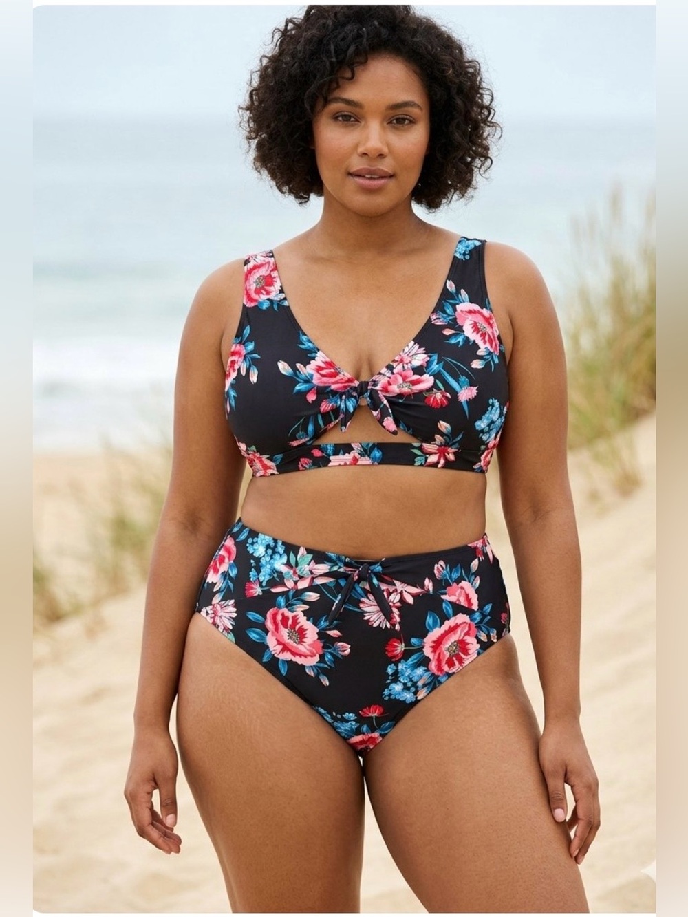 NWOT Tropical Floral Bikini High Rise Swimsuit Set US 16 / XL / Plus Size